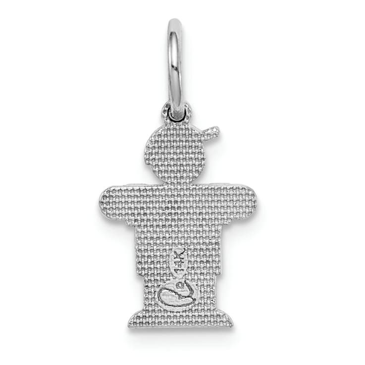 Rhodium Over 14k White Gold Satin Mini Boy Hugs Charm