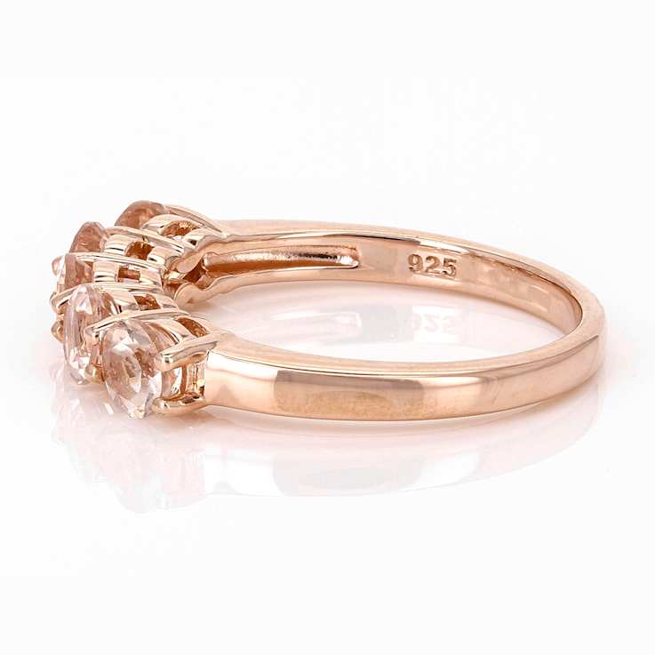 Morganite Band Ring In 18K Rose Gold Over Sterling Silver 0.94ctw