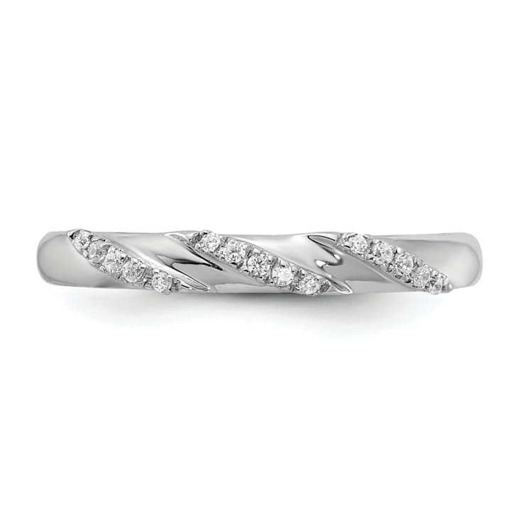 Rhodium Over 14K White Gold Diamond Trio Ladies Wedding Band 0.07ctw