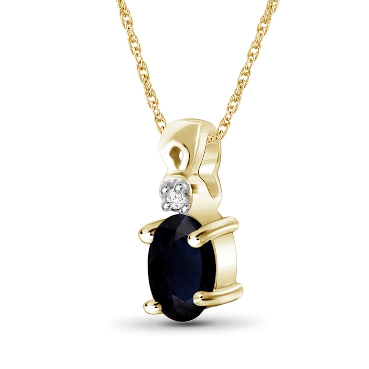 Black Sapphire 14K Gold Over Silver Pendant with Chain 0.56ctw