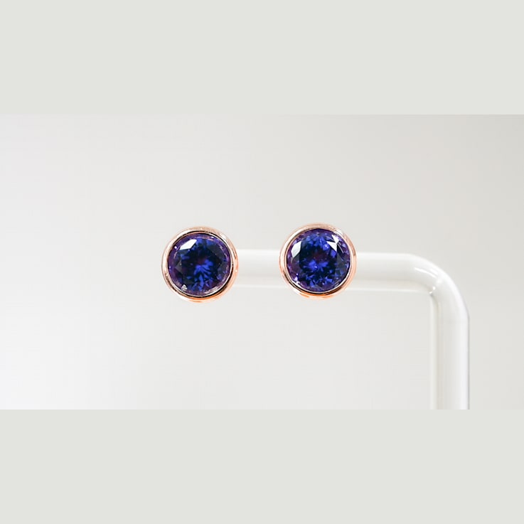 Tanzanite Round 18K Rose Gold Over Sterling Silver 8MM Studs Earrings,
4.46 ctw