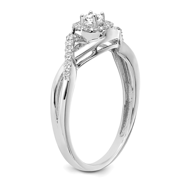 Rhodium Over 14K White Gold Lab Grown Diamond Complete Halo Engagement
Ring 0.282ctw
