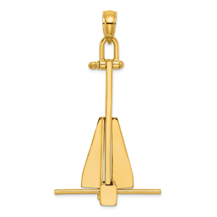 14k Yellow Gold Moveable Danforth Anchor Pendant