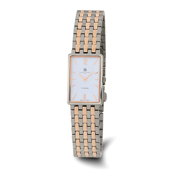 Charles Hubert Ladies Two-Tone Titanium White Dial Watch