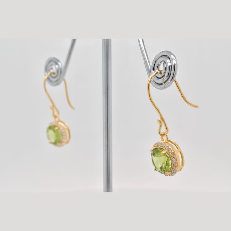 4.16ctw Round Peridot and Cubic Zirconia 14K Rose Gold Over Sterling
Silver Earrings