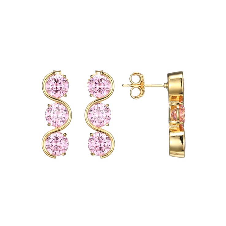 Pink Cubic Zirconia 18k Yellow Gold Over Silver October Birthstone
Earrings 8.21ctw
