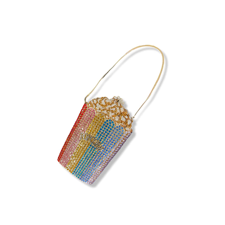 Gold Tone Multi Crystal Popcorn Clutch