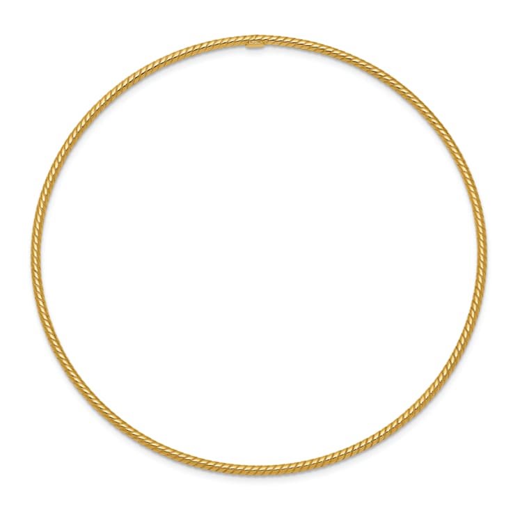 14k Yellow Gold 1.5mm Textured Slip-on Bangle Bracelet