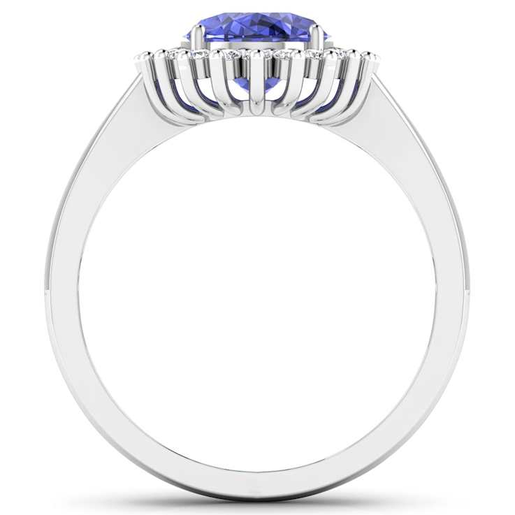 1.28ctw Violet Tanzanite and Diamond 14K White Gold Halo Ring