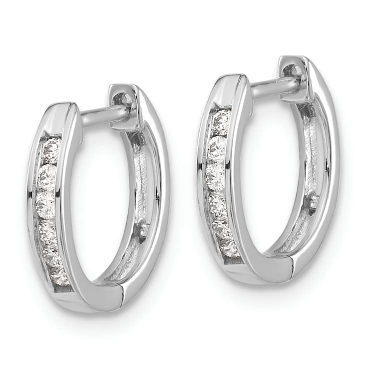 Diamond Hinged Hoop Earrings In 10K White Gold 0.12ctw