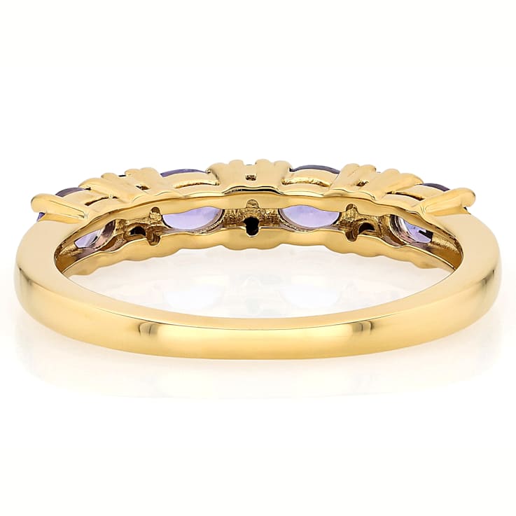 Tanzanite And Black Spinel Ring In 18K Gold Over Sterling Silver 0.71ctw