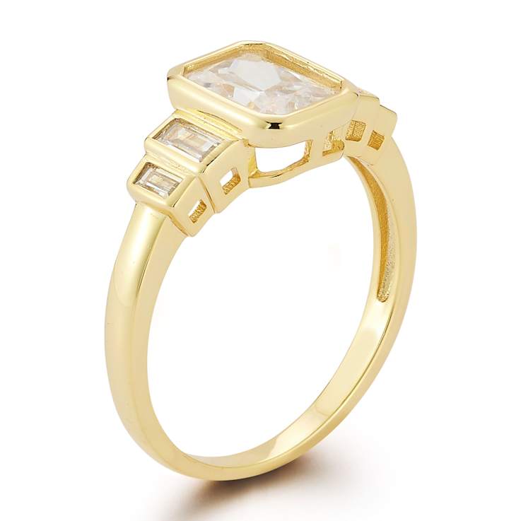 Rachel Zoe Bezel Set CZ Ring in 14K Gold Over Sterling Silver