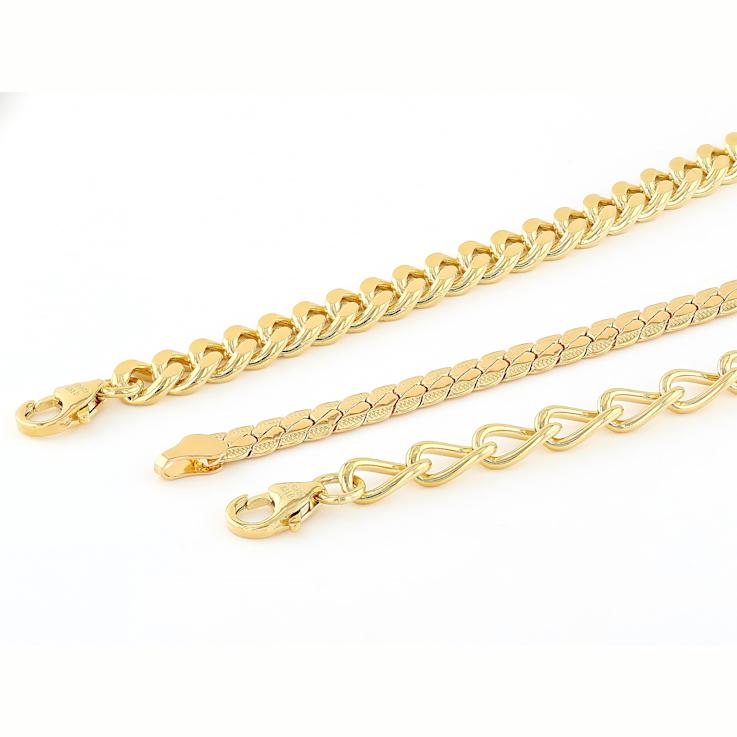 Curb Link Bracelet Set Of Three In 18K Gold Over Bronze