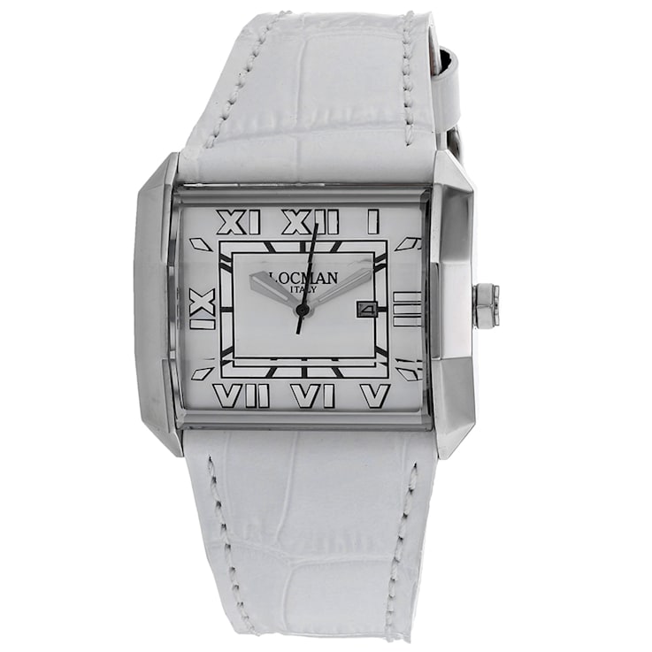 Locman Women's Classic White Dial White Leather Strap Watch