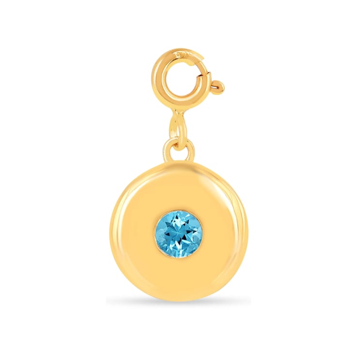 Round Swiss Blue Topaz 18K Yellow Gold Over Sterling Silver Circle
December Birthstone Charm