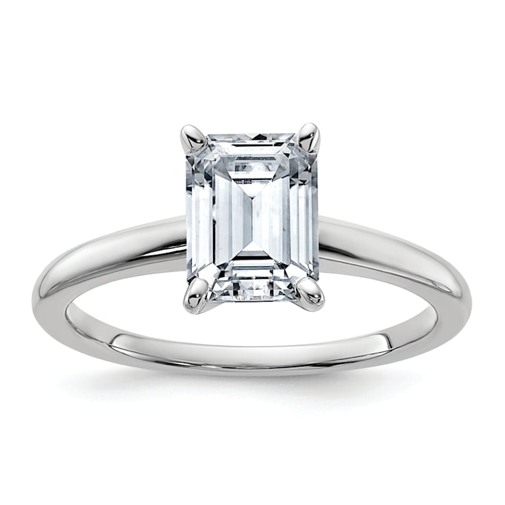 Rhodium Over 14K White Gold 1 3/4 ct. G H I True Light Emerald
Moissanite Solitaire Ring