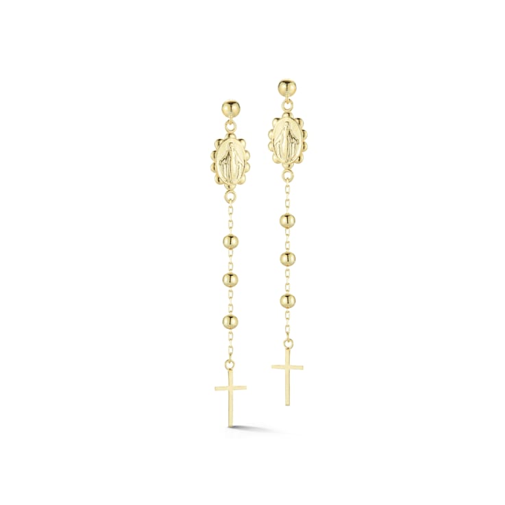 Sterling Statements 14K Yellow Gold Over Sterling Silver Rosary Dangle Earrings