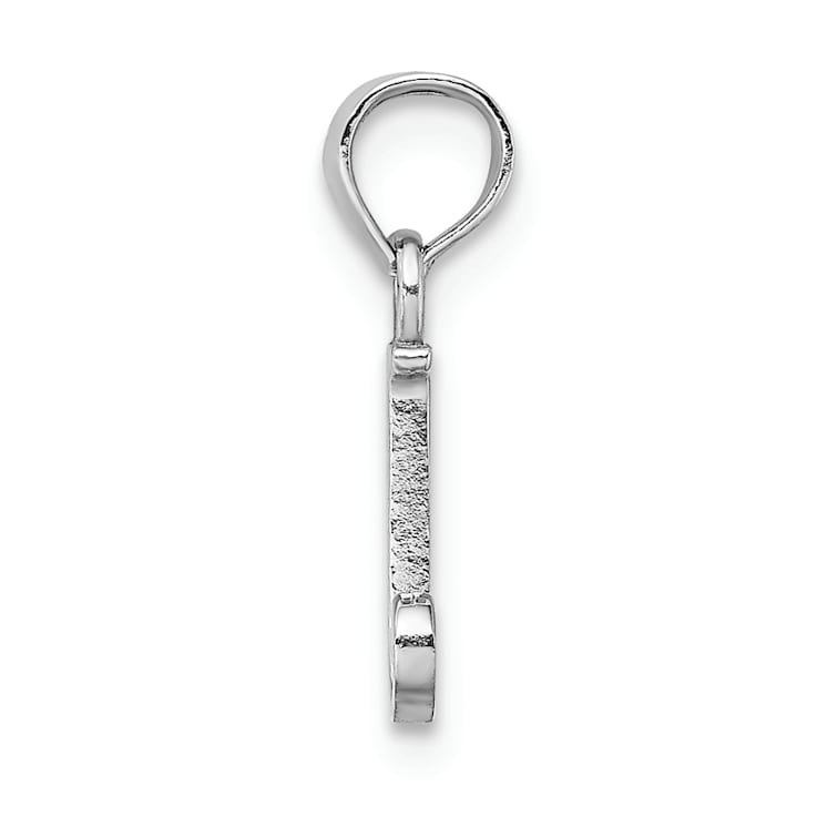 Rhodium Over 14k White Gold Polished Block Letter J Initial Pendant