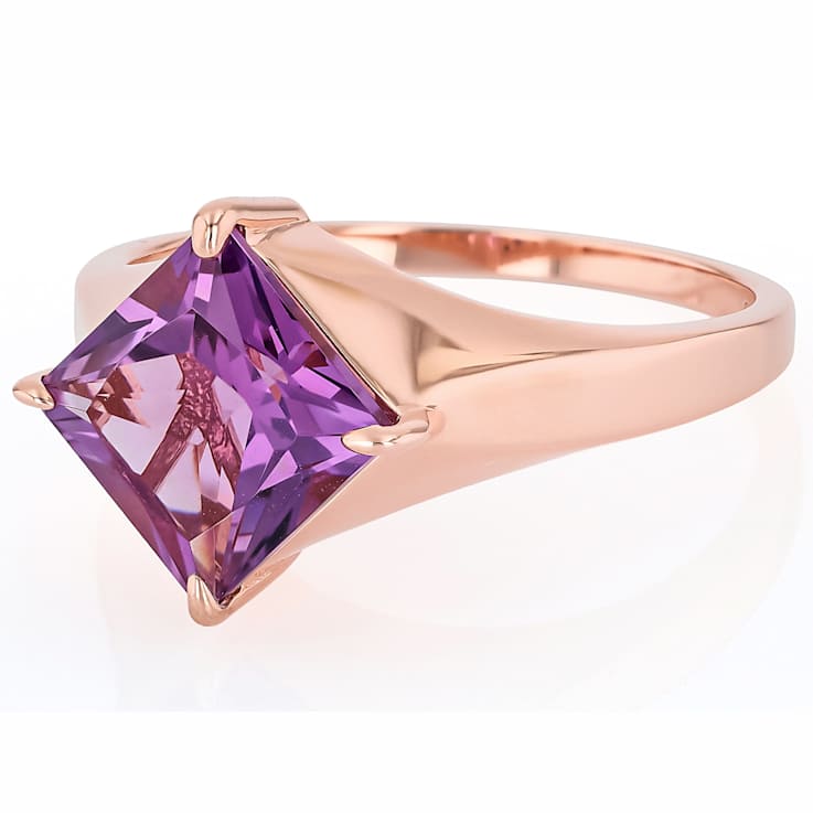 Amethyst Princess Cut Solitaire Ring In 18K Rose Gold Over Sterling
Silver 1.78ct