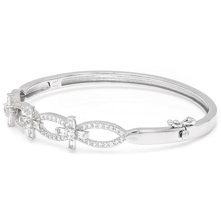 Lab-Created Sapphire Link Design Bangle Bracelet