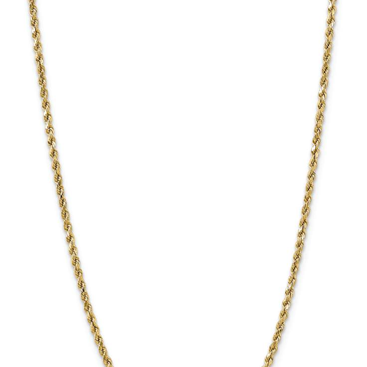 14k Yellow Gold 3.5mm Diamond-Cut Rope 16 Inch Chain