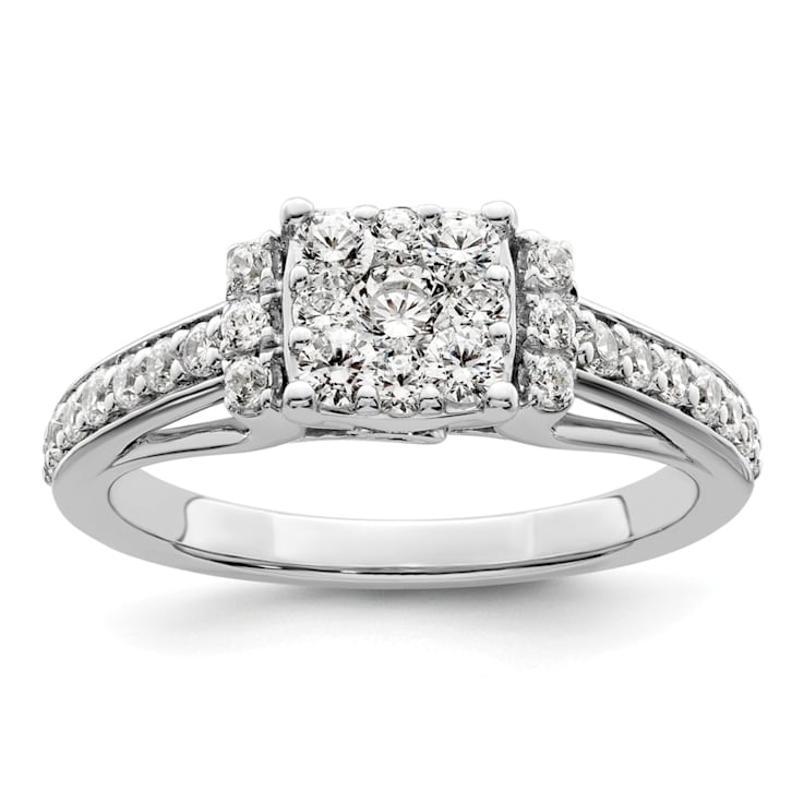 Rhodium Over 14K White Gold Lab Grown Diamond VS/SI GH, Cluster Ring 0.739ctw