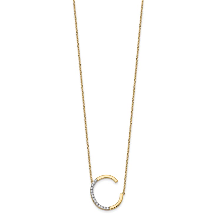 14k Yellow Gold and Rhodium Over 14k Yellow Gold Sideways Diamond
Initial C Pendant 18 Inch Necklace