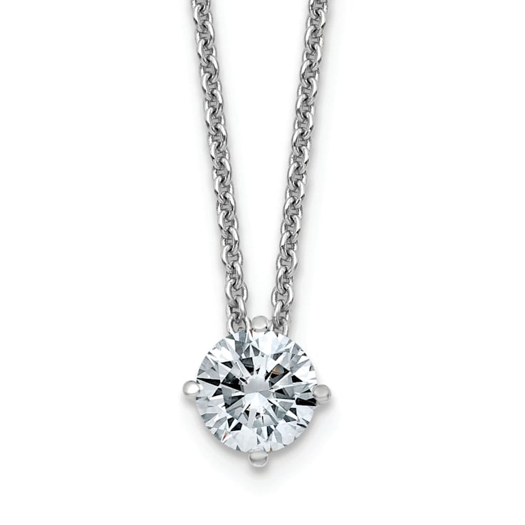 Rhodium Over 14K Gold 1/2 ct. 5.0mm Round G H I True Light Moissanite
Pendant with Chain