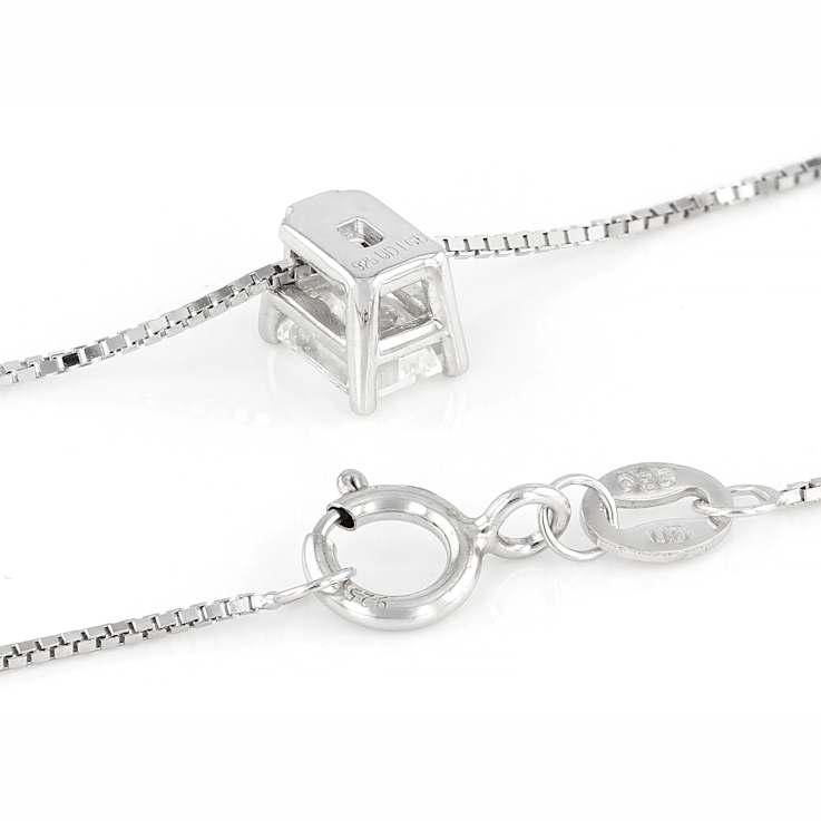 Lab-Grown Diamond Emerald-Cut Slide Pendant In Sterling Silver 0.50ctw