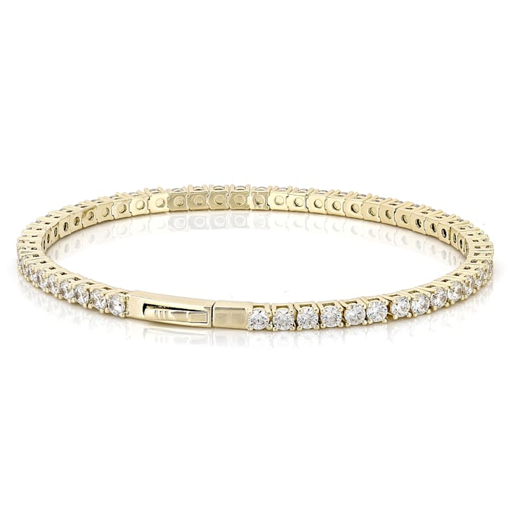 CZ Flex Bangle In 18K Gold Over Brass 9.23ctw