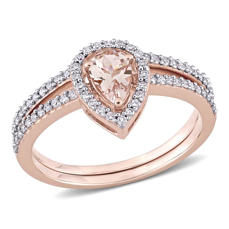 Morganite and Diamond 10K Rose Gold Ring 0.73ctw