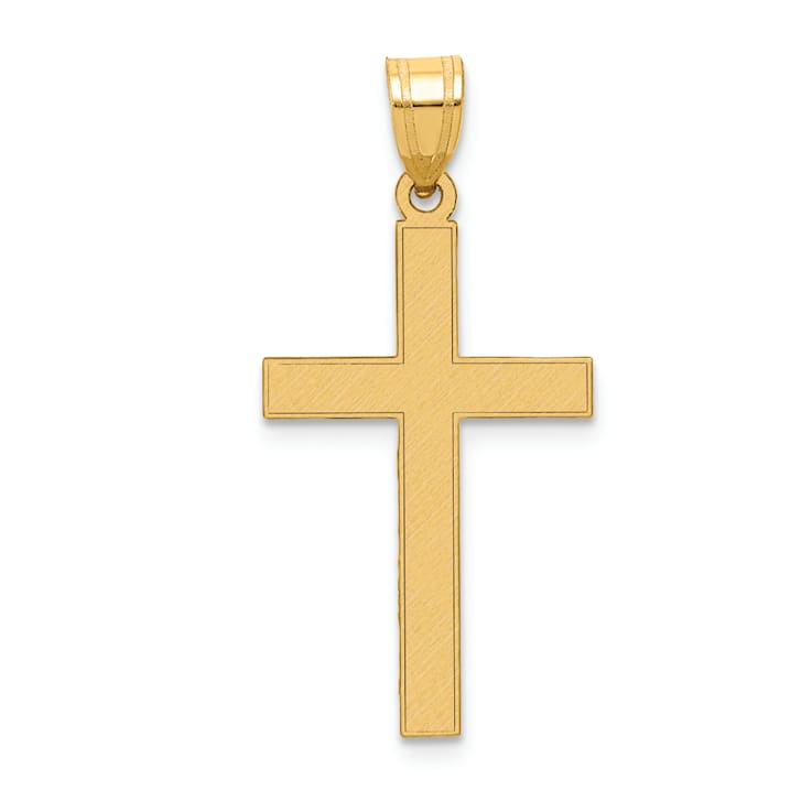 14k Yellow Gold Florentine Satin Cross Pendant