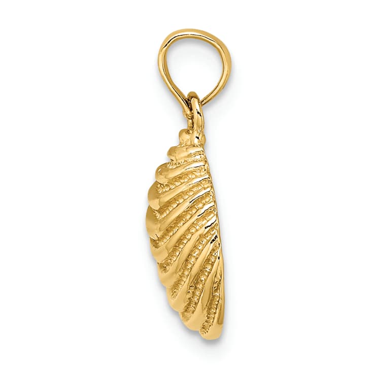 10K Yellow Gold Textured Clam Shell Charm