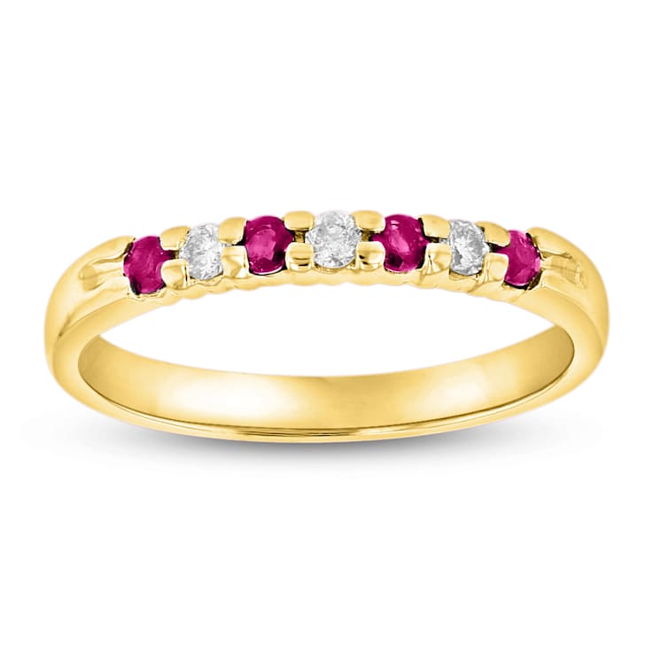 0.25ctw Ruby and Diamond Wedding Band Ring in 14k Yellow Gold