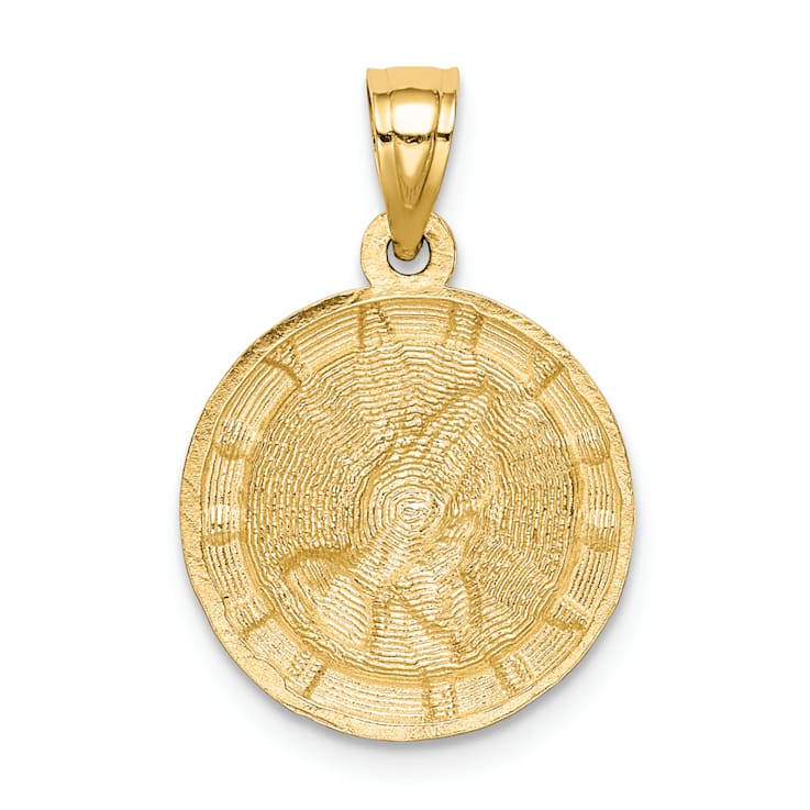 14k Two-tone Gold Textured Praying Hands Pendant