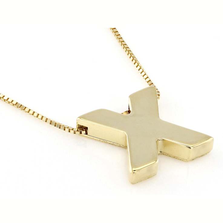 Block Letter X Initial Necklace In 10K Yellow Gold