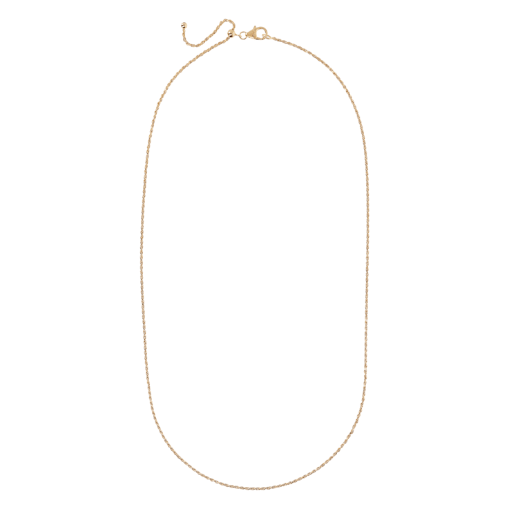 18K Yellow Gold Plated Sterling Silver 1.46 mm Adjustable Rope Chain
22" Necklace