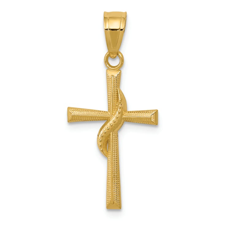 14K Yellow Gold Polished Cross Pendant