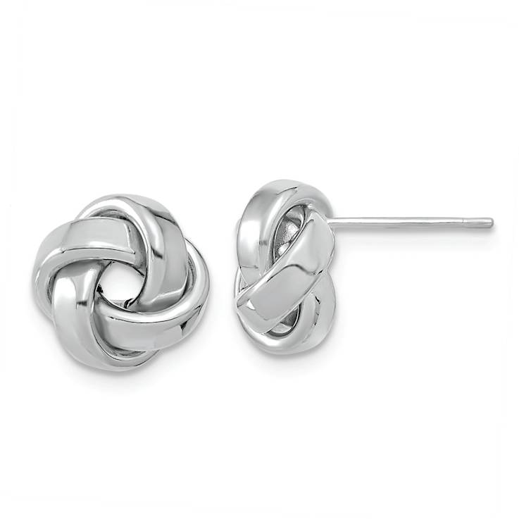 Rhodium Over 14k White Gold Polished Love Knot Stud Earrings
