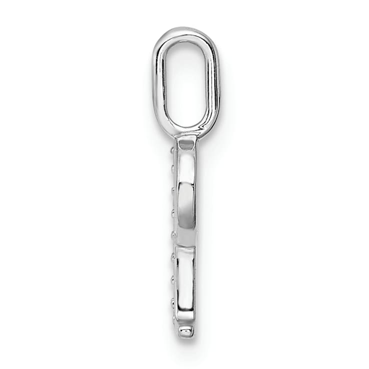 14K White Gold Diamond Letter P Initial Pendant