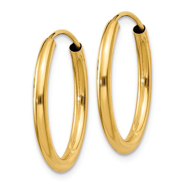 14k Yellow Gold Polished 13/16" Round Endless Hoop Earrings