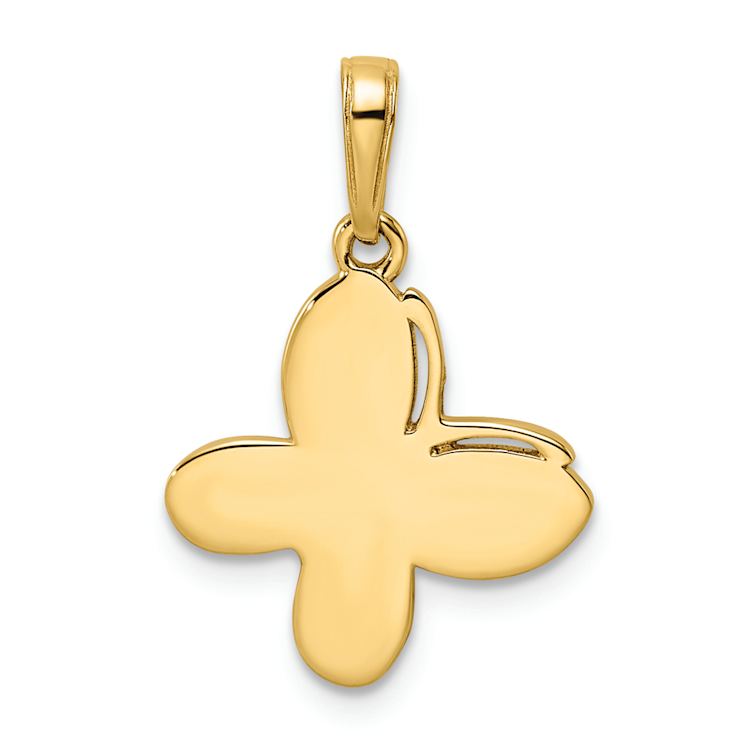 14K Two-tone Gold Diamond-Cut Fancy Butterfly Pendant