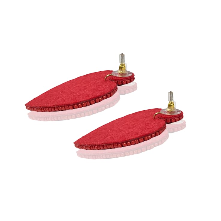 Off Park® Collection, Red Seed Bead Heart Shape Earring.