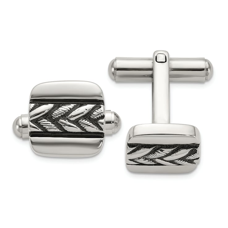 Stainless Steel Antiqued and Polished Cuff Links