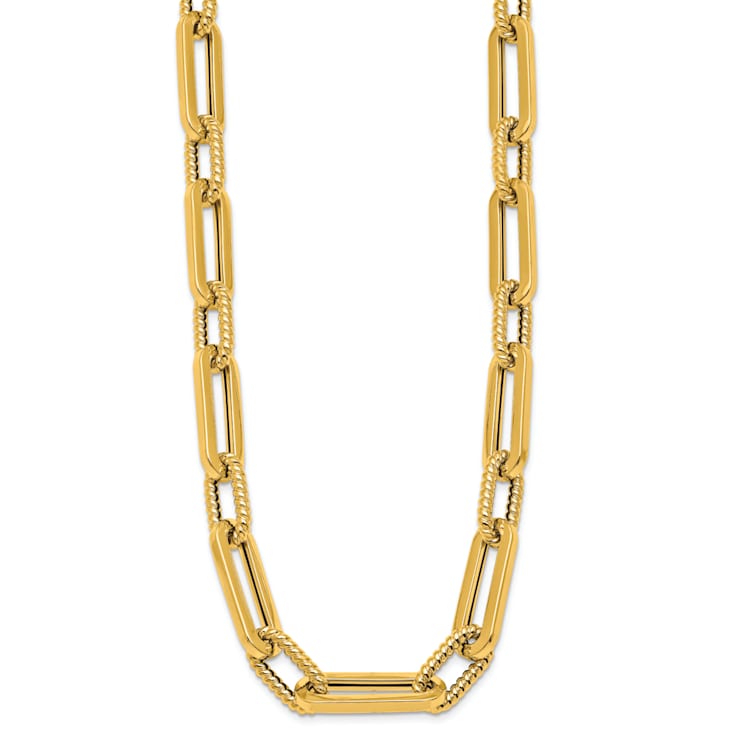 14K Yellow Gold Oval Link Y-drop 18-inch Adjustable Necklace