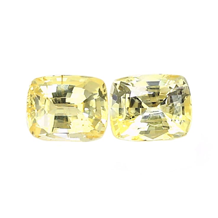 Yellow Sapphire Unheated 10.5x8.4mm Cushion Matched Pair 4.98ctw