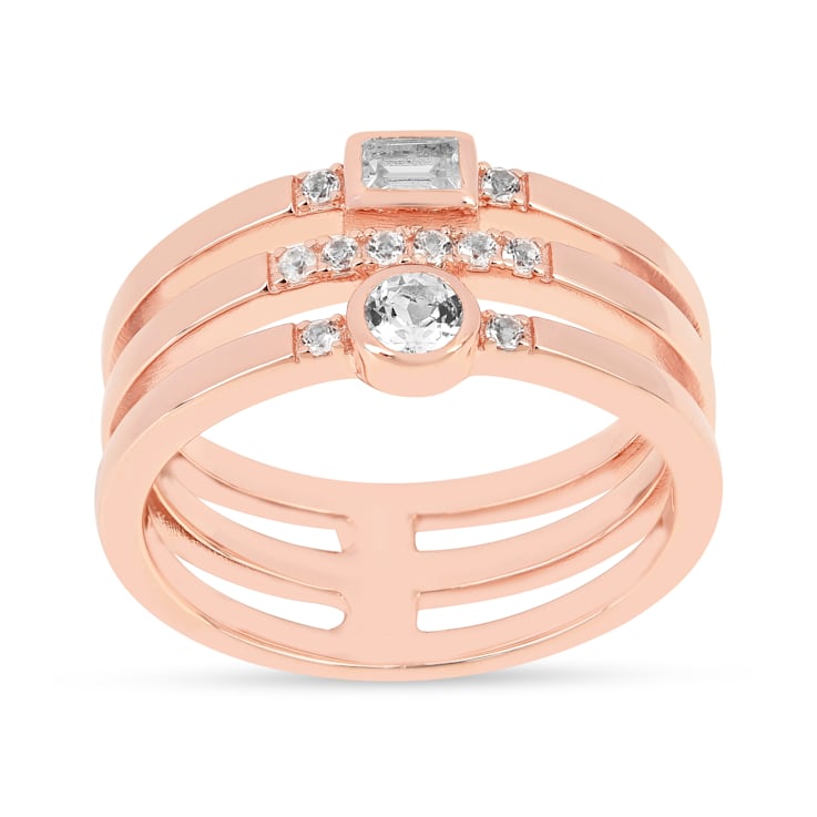 White Sapphire Stacked Ring 14K Rose Gold Over Sterling Silver Multi
Shape Ring