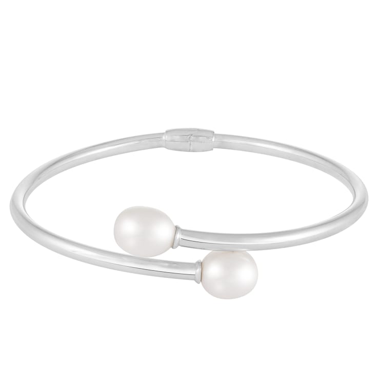 8.5-9mm White Cultured Freshwater Pearl Silver  Bracelet