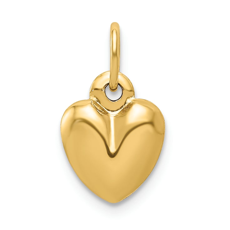 14k Yellow Gold 3D Polished Puffed Heart pendant