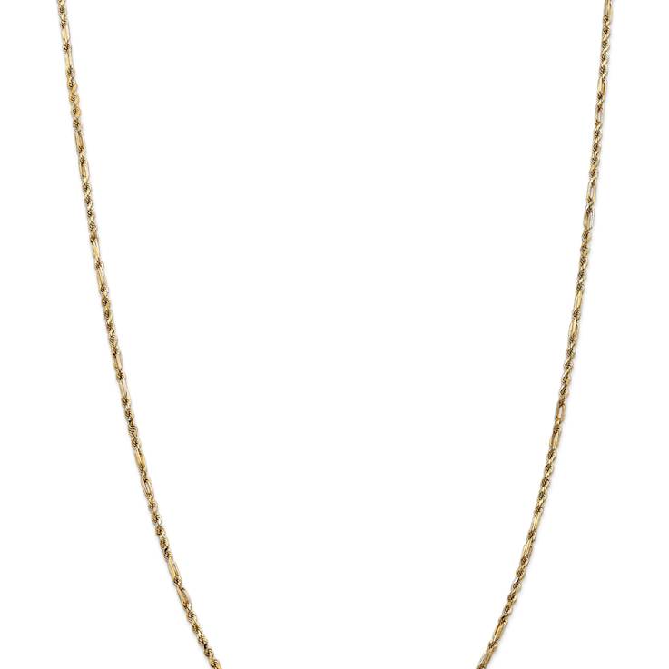 14k Yellow Gold 2.25mm Solid Diamond-cut Milano Rope 24 Inch Chain